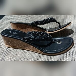 Chaps Women's Black Braided Sandals Size 7